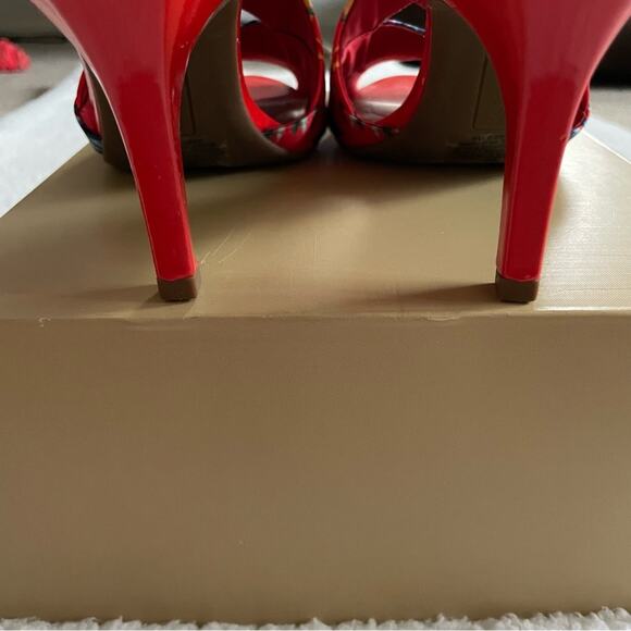 Bandolino Molvena Slingback Heeled Sandals red w/a multi-color tropical floral 9 - Picture 8 of 11